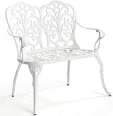 HOMEFUN Outdoor Bench, Patio Garden Benches Waterproof Metal Loveseat Cast-Aluminum Outdside Furniture for Park Lawn - Photo 1