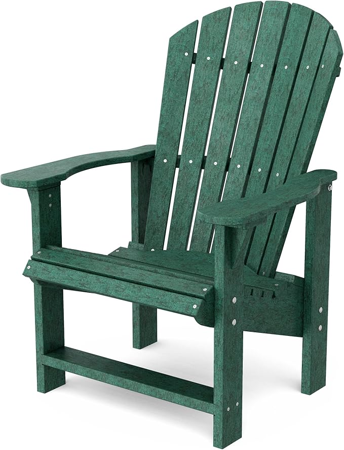 Wildridge Heritage Upright Adirondack Chair, Turf Green - Outdoor All-Weather Poly Furniture for Patio, Deck, Yard