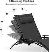 PURPLE LEAF Patio Oversized Chaise Lounge Chair Set with 2 Side Table Pool Adjustable Recliner Chairs for Outside Beach - Photo 8