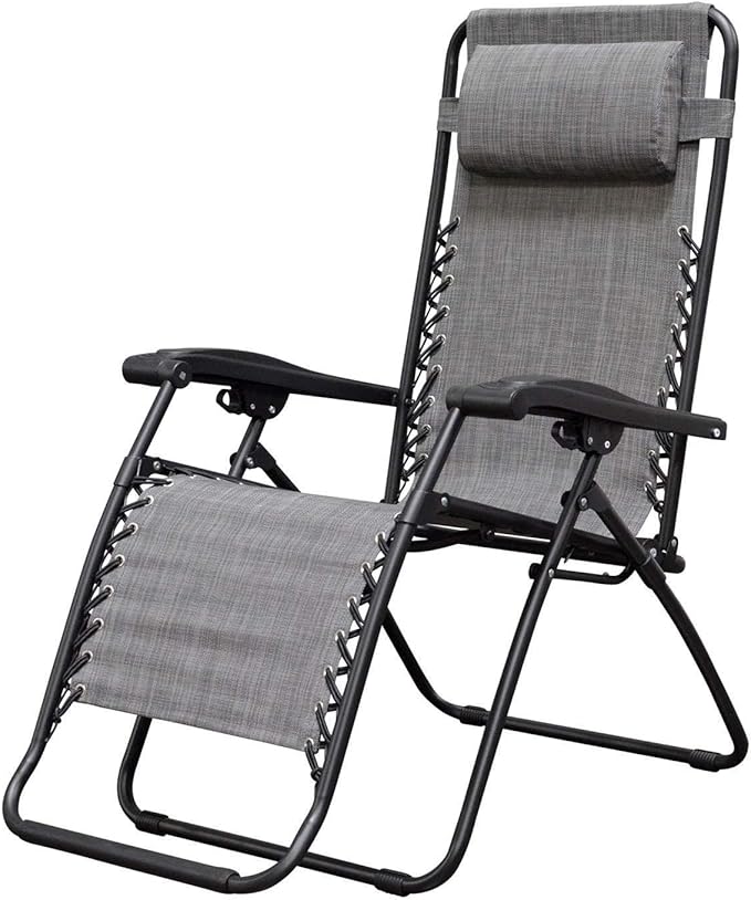 Caravan Canopy Infinity Zero Gravity Steel Frame Patio Deck Chair, Grey (Pair)