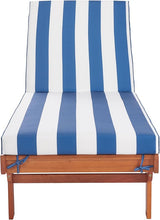 SAFAVIEH Outdoor Collection Newport Natural/ Blue & White Stripe Cushion Built-in Side Table Adjustable Chaise Lounge - Photo 9