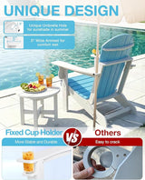 Folding Adirondack Chair –Recyclable HDPE Outdoor Adirondack Patio Chair with Cup Holder, Wood Texture & Umbrella Hole - Photo 6
