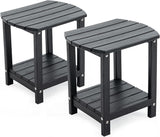 Adirondack Small Outdoor Side Table - Weatherproof HDPE Patio End Table with 2-Tier Storage for Firepit, Balcony, Garden - Photo 1