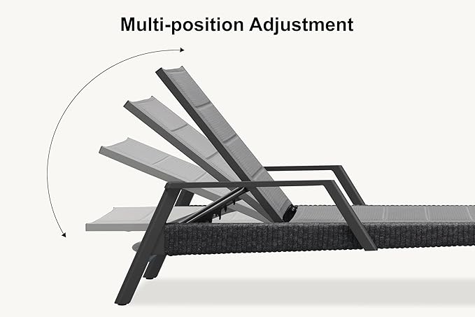 PURPLE LEAF 3-Piece Patio Chaise Lounge Set with Market Umbrella Adjustable Outdoor Recliners for Pool - Photo 6