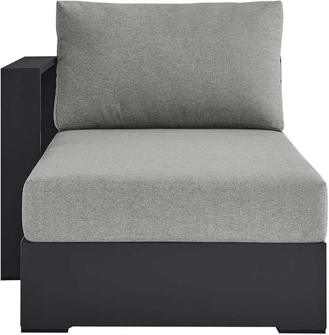 Modway Tahoe Aluminum Outdoor Chaise Lounge Gray with Weather-Resistant Cushions, Modular Left-Facing Patio Lounger for Pool Furniture or Sectional Sofa Set