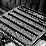 Outdoor Garden Bench with Pullout Table, Metal Park Loveseat Chair with Backrest & Armrests - Photo 6