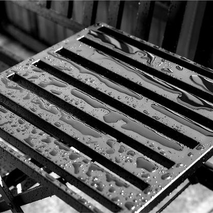 Outdoor Metal Garden Bench with Pull-Out Table, Cast Iron Steel Frame Loveseat with Backrest & Armrests, Perfect for Patio, Yard, or Park (White)
