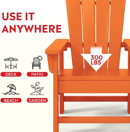Costaelm Kids Adirondack Chair Set of 4, Plastic Outdoor Kids Chair Toddler Patio Furniture and Outdoor Children Picnic Activity Lawn Chair for Garden, Patio, Backyard & Beach, Orange