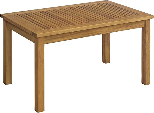 Okemo Outdoor Coffee Table - Weather-Resistant Acacia Wood Slotted Table - Outdoor Furniture for Patio, Porch, Deck, or Poolside