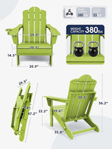 KINGYES Adjustable Folding Adirondack Chair, 3-Position Reclining Adirondack Chairs with Cup Holder - Photo 3