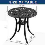 21” Cast Aluminum Patio Bistro Table, All Weather Round Patio Coffee Table, for Backyard Porch Pool Balcony Deck - Photo 3
