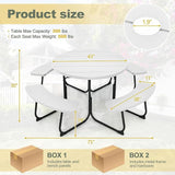 Round Picnic Table for Outdoors, 8 Person Outdoor Picnic Tables & Benches Set with Umbrella Hole - Photo 3