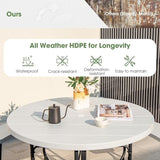 Round Picnic Table for Outdoors, 8 Person Outdoor Picnic Tables & Benches Set with Umbrella Hole - Photo 5