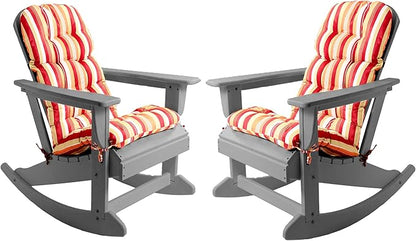 Sundale Outdoor Adirondack Rocking Chair with Cushion Set of 2, Patio Plastic All Weather HDPE Rocker for Proch, Water Resistant for Outside, Garden, Pool, Yard, Grey