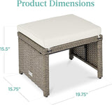 Best Choice Products Set of 2 Wicker Ottomans, Multipurpose Outdoor Furniture for Patio, Backyard, Additional Seating - Photo 7