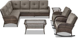 Belord Outdoor Furniture Set - 6 Pieces Patio Conversation Sectional Sofa Set with Patio Rocking Chairs Set of 2 and - Photo 1