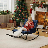 Oversized Indoor Rocking Chair, Plush Papasan Chair with Comfy Padded Cushions & Side Pocket, for Patio Garden, Porch - Photo 2