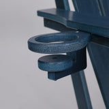 HDPE Folding Adirondack Chair with Cup Holder Outside, Composite Outdoor Chairs with Wood Texture, Blue - Photo 8