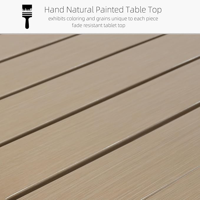 Brush Paint Rectangle Patio Dining Table with Adjustable Umbrella Hole - 63" x 38" x 29" - Photo 4