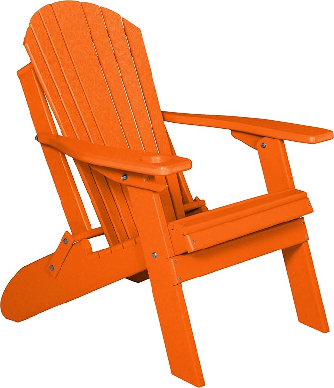 Furniture Barn USA Poly Folding Adirondack Chair with Smart Phone Holder, Bright Orange