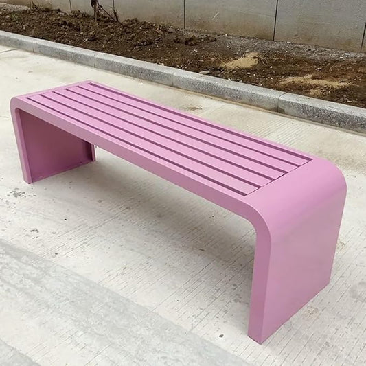 Outdoor Patio Garden Bench, Metal Bench, All-Weather Outdoor Park Bench, for Garden, Porch, Park, Balcony, Outside, Load Capacity 660lbs(Color:Pink,Size:180cm/70in)