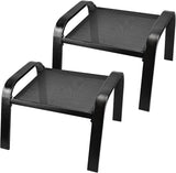 Outdoor Footstools All Weather Ottomans Solid Steel Frame Footrest Seat Side Table Black - Photo 1