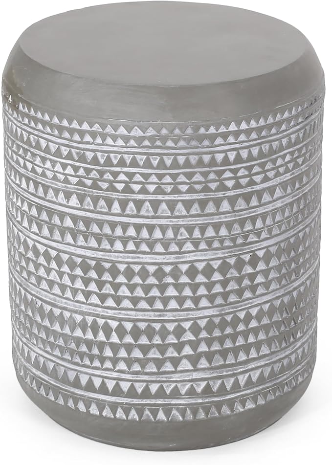 Outdoor Lightweight Concrete Side Table Durable Weather Resistant Patio Furniture for Garden Balcony and Poolside Decor