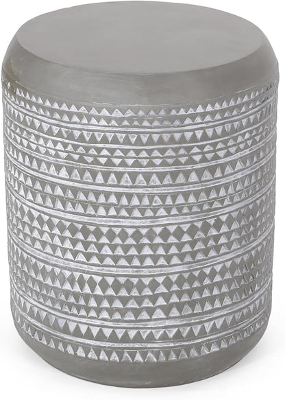 Outdoor Lightweight Concrete Side Table Durable Weather Resistant Patio Furniture for Garden Balcony and Poolside Decor