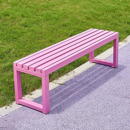 Outdoor Park Bench, Garden Patio Metal Bench 31in-79in, Weatherproof, Load Capacity 880lbs, for Park Yard Front Porch Path Yard Lawn Decor Deck Furniture(Pink,100cm/39in)