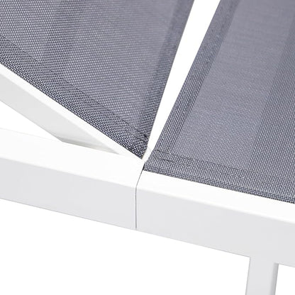LeisureMod Marlin Aluminum Outdoor Chaise Lounge Chair (Set of 2) - Mesh Sling Fabric Seat White Aluminum Frame Beach, Pool Lounge Chair for Modern Patio Lawn, Garden and Backyard (Dark Grey)