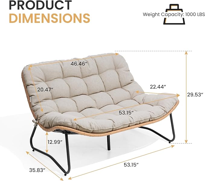 Crestlive Products Outdoor Loveseat 3PCS, Outdoor Sofa Set - Photo 2