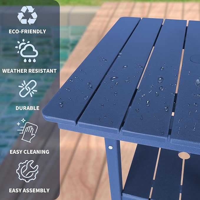 FUNBERRY Outdoor Bar Set with Umbrella Holes, Tall Adirondack Chairs and Table - Photo 4