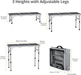 Anbte 3ft Folding Grill Table with Storage Bag, 3 Adjustable Height 27.5" Aluminum Portable Grill Table, Heat Resistant - Photo 3