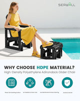 SERWALL Outdoor Glider Chair Set of 2 with Ottoman, HDPE Wood-Like Patio Glider Set All-Weather Porch Glider for Outside - Photo 3