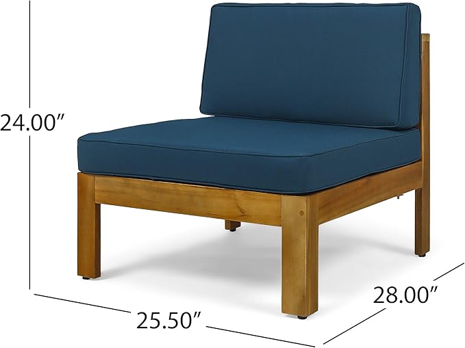 Christopher Knight Home Alice Outdoor 5 Piece Acacia Wood Sofa Set, Teak Finish, Dark Teal - Photo 3