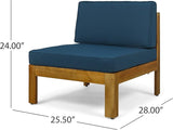 Christopher Knight Home Alice Outdoor 5 Piece Acacia Wood Sofa Set, Teak Finish, Dark Teal - Photo 3
