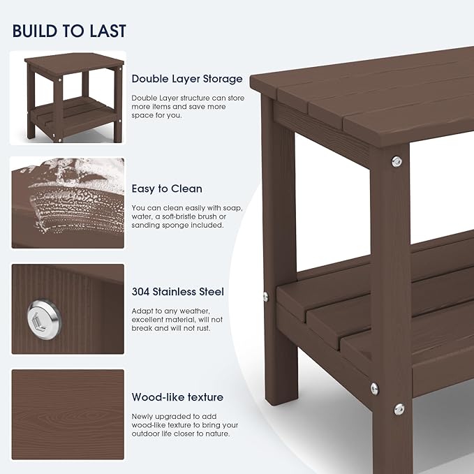 KINGYES Double Side Table, Adirondack End Table- Coffee