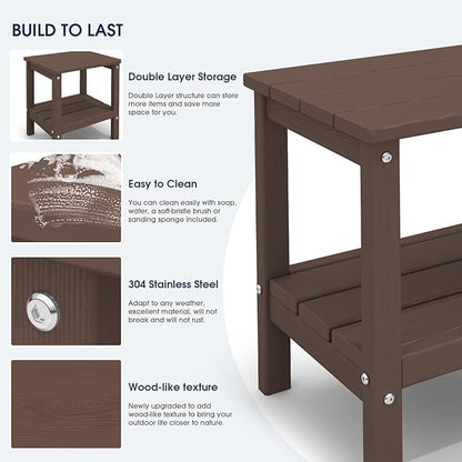 KINGYES Double Side Table, Adirondack End Table- Coffee