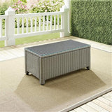 Pemberly Row 40" Wicker Patio Coffee Table, Tempered Glass Top, Gray Resin All-Weather Wicker, Powder-Coated Steel Frame - Photo 2