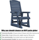 Poly Lumber Patio Glider with Cup Holders, High Backrest and Deep Contoured Seat, HIPS Material, All-Weather Resistant - Photo 3