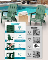 Folding Adirondack Chair 6 Pack, HDPE All-Weather Fire Pit Chairs, Plastic Adirondack Chairs with 2 Cup Holder - Photo 5