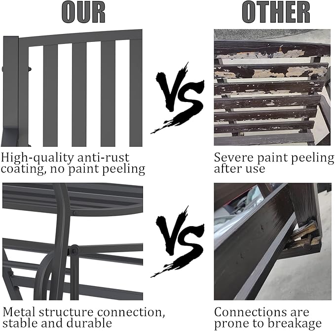 50" Outdoor Porch Glider Bench Patio Gliders, Full Metal Stabilized Steel Frame Finished with Rust Resistant Coating 2 Person Porch Glider, Suitable for Front Yard Garden, Balcony, Poolside