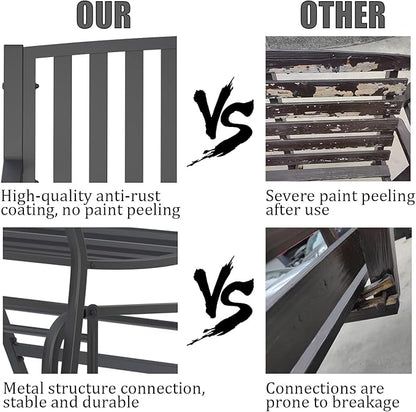 50" Outdoor Porch Glider Bench Patio Gliders, Full Metal Stabilized Steel Frame Finished with Rust Resistant Coating 2 Person Porch Glider, Suitable for Front Yard Garden, Balcony, Poolside