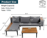 Modern Acacia Wood Patio Furniture Set with Removable Cushions, Coffee Table and Side Table - Photo 3