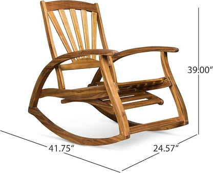 Christopher Knight Home Alva Acacia Wood Rocking Chair with Howard SWAX16 Outdoor Furniture Wax, 16 Fl Oz