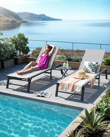 Aluminum Chaise Lounge Outdoor, Foldable & Assemble-Free Lounge Chair Outdoor Set of 2 - Photo 2