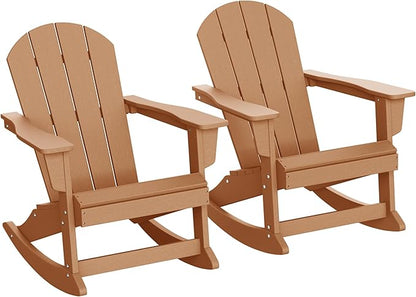 WestinTrends Malibu 2 Piece Set Outdoor/Patio Poly Adirondack Rocking Chairs (2 Seater), Teak
