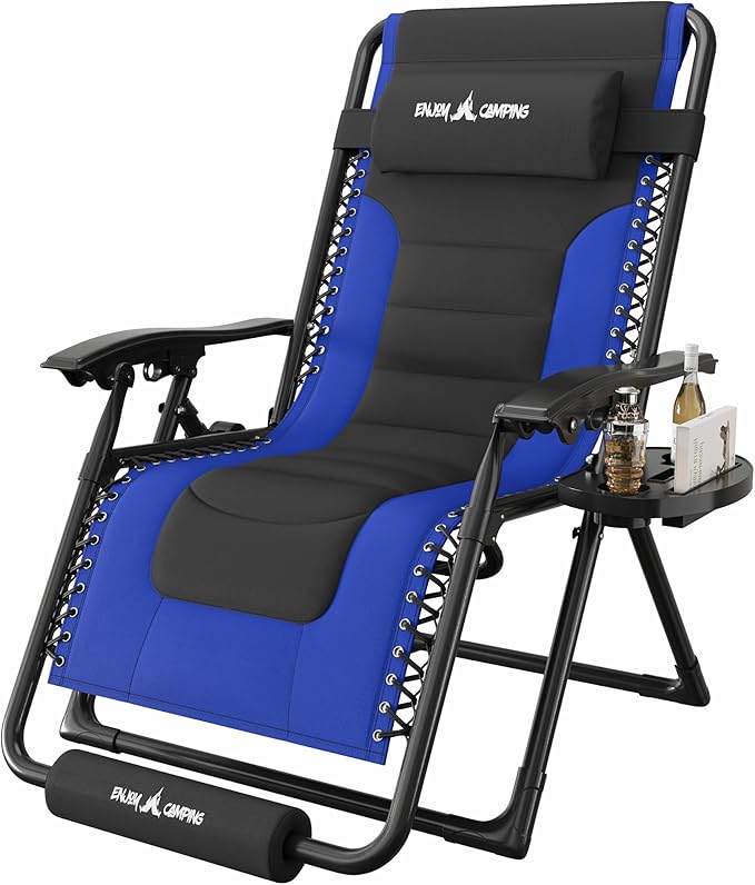 Amopatio Zero Gravity Reclining Patio Chair,XL Foldable Lounge Chair with Removable Cup Holder/Headrest/Footrest,500LBS Capacity, Portable for Outdoor Patio Pool Backyard