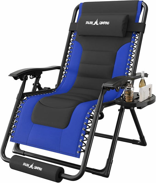 Amopatio Zero Gravity Reclining Patio Chair,XL Foldable Lounge Chair with Removable Cup Holder/Headrest/Footrest,500LBS Capacity, Portable for Outdoor Patio Pool Backyard