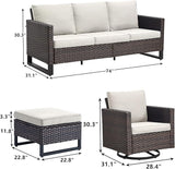 Rilyson Wicker Outdoor Patio Furniture Set - 7 Piece Patio Conversation Set with 4 Swivel Rocker Chairs - Photo 2